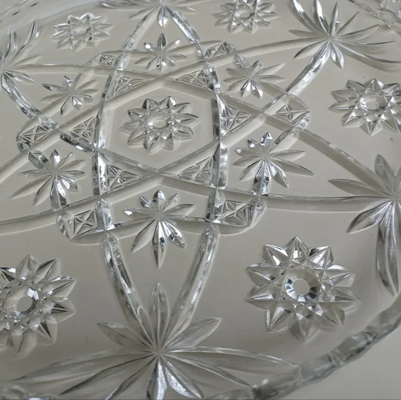 Vintage Anchor Hocking Star Of David Prescut Glass Plate 13.5" - Picture 7 of 15